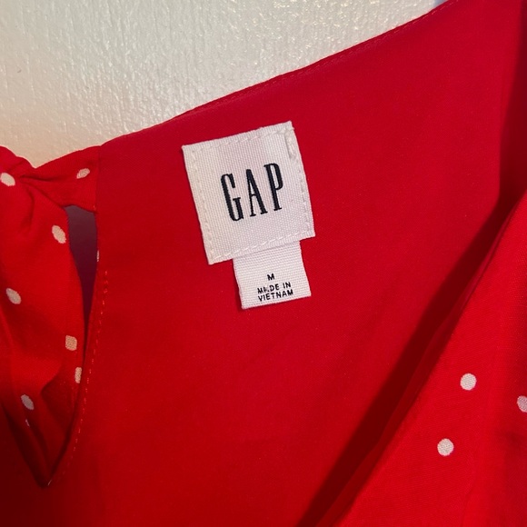 Gap red polka dot cami slip midi dress with tie back - size M - Picture 3 of 4